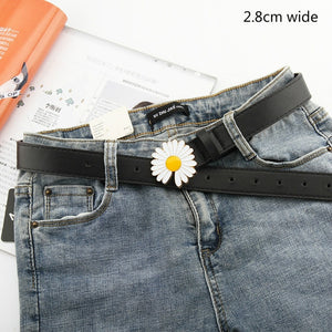 Daisy Buckle Belt Women Imitation Leather Alloy Buckle Belt New Belt Leisure Jeans Fashion Dress Women Belt